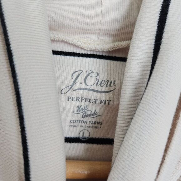 J Crew perfect fit turtleneck, cream and navy, women's size large - Picture 3 of 4
